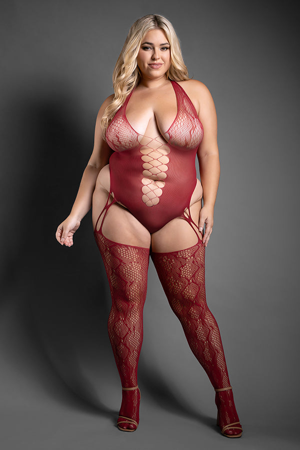 Plus Size Snakeskin Body Stocking