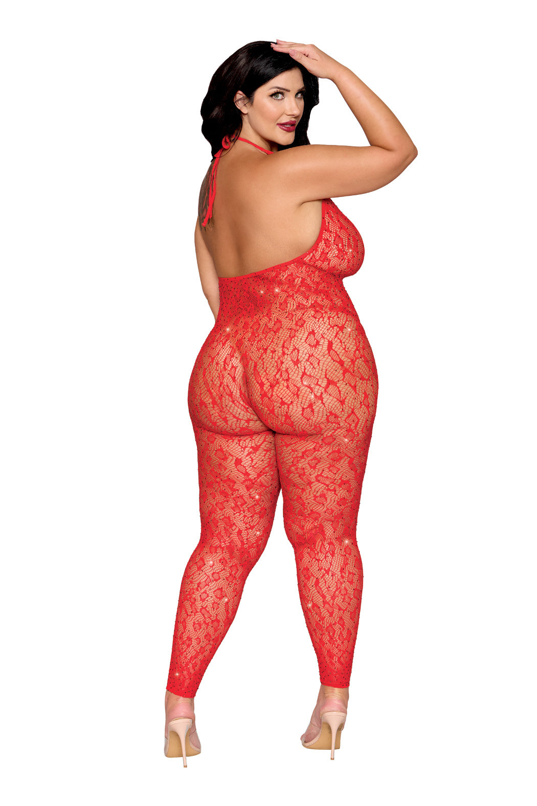 Plus Size Red Leopard Bodystocking