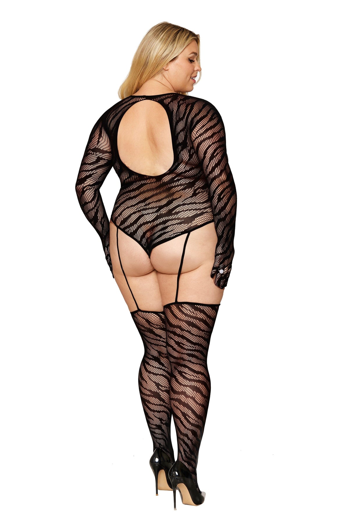 Plus Size Zebra Teddy Body Stocking