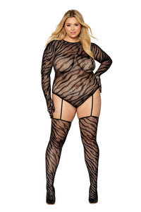 Plus Size Zebra Teddy Body Stocking